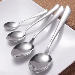 Spoons 6pcs Stainless Steel Dinner Spoon Dessert Teaspoon Fruit Cream Stirring Coffee Set Korean Tableware Cutlery 4 Size