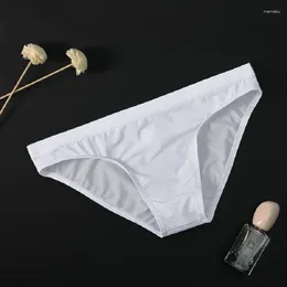 Underpants Men's Sexy Low Waist Ice Silk Briefs Translucent Bikini Skinny Breathable Cosy Male Underpanties