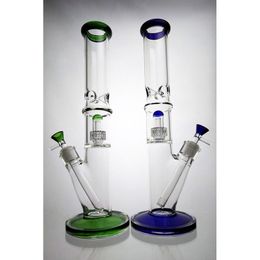 Straight Tube Bongs glass bong water pipes bubbler perc 15'' waterpipe straight tube sturdy round base Stable Circular Foot Tall Glass Water Bong Pipe