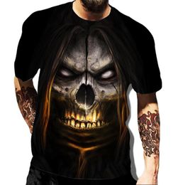 Men039s TShirts 2022 Summer Skull Printed T Shirt For Men Casual Oversized Short Sleeve Clothes Streetwear Hip Hop 3D Printing2086041