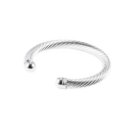 Bangle Fashion Simple Men Women Cool Silver Plated ed Round Cuff Party Casual Jewellery 2021 Opened Hand Bracelet217s