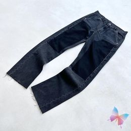 Men's Pants High Street Askyurself Vintage Washed Old Knife Cut Overalls Black Patchwork Trousers Men Women ASK Jeans