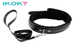 IKOKY SM Bondage Furry Neck Collar Ring Furry Fetish PU Leather Sex Collars For Couples Women Men Adjustable Belt q1707184358884