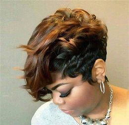 WHIMSICAL W Women Pixie Cuts Synthetic Hair Short Brown Wine Natural Wigs Heat Resistant Wig For Black Womenfactory direct4360908