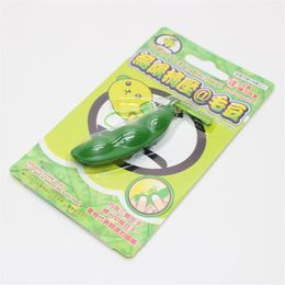 New Creative Extrusion Pea Bean Soybean Edamame Stress Relieve Toy Keychain Cute Fun Key Chain Ring Paty Gift Bag Charms Trinket3214