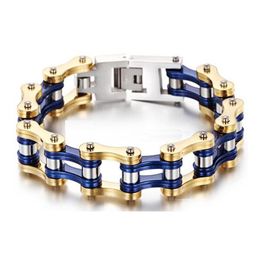 16mm Heavy Punk Boys Mens Women Bike Biker Motorcycle Link Chain Bracelet Gold Blue Black Green Orange Tone 316L Stainless Steel B234S