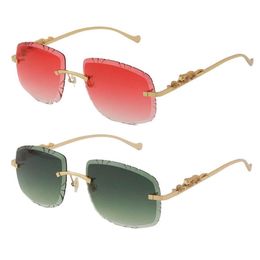 Whole Metal Rimless Leopard Series Sunglasses T8200761 Diamond cut Outdoor Design Classical Model Glasses Luxury Frame Sun Gla291f