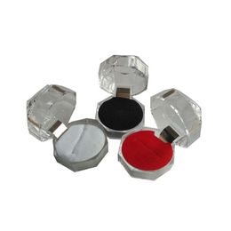 20Pcs Acrylic Ring Box Clear Cheap Box Wedding Crystal Diamond Ring Stud Dust Plug Storage Package Gift Box 4 4 4 cm 3Color Choice191l