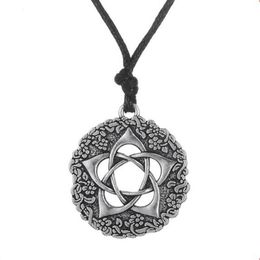 L11 Star Rose Pentacle of the Goddess Pentagram Wiccan Jewellery Pewter Pendant Necklace2726