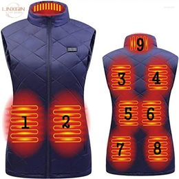 Women's Vests LINXIQI Women 9-zone Dual Switch Heating Vest Autumn Winter Cotton USB Infrared Electric Suit Flexible Thermal