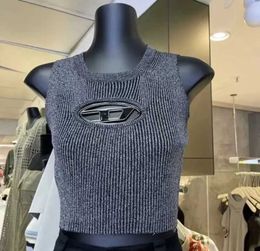 Women's T-Shirt Designer Deisel Women Spicy Girl Metal Hollow Knitted Sleeveless Tank Top 2023 Spring New Sexy Short Small Female Disel f9