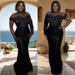 Mermaid Aso Ebi Prom Dresses Sequined Lace Evening Formal Dress for Special Occasions African Black Women Birthday Party Second Reception Engagement Gowns ST701