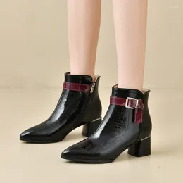 Boots Fashion Women 2023 Autumn Ankle For Thin Heel Zipper Casual Female Shoes Leather Botas
