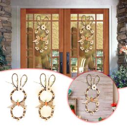 Decorative Flowers Easter Wreath Rattan Ring Braided Decoration Door Hanging Warm Light With