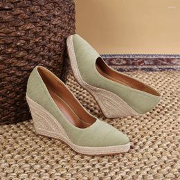 Dress Shoes For Women Pointed Toe Ladies Pumps Spring Autumn Single Shoe Wedges Loafers Solid Color Breathable Casual 2023 Large Size