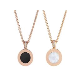 Luxury fashion necklace double-sided rotating disc mother-of-pearl necklaces diamond-set sliding pendant with exquisite gift box p231c