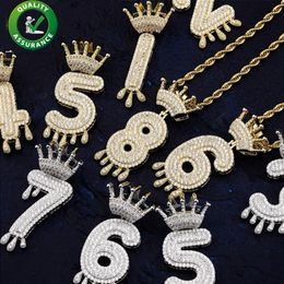 Iced Out Pendant Mens Hip Hop Chain Pendants Hiphop Jewelry Luxury Designer Necklace Bling Diamond Number Rapper Boy Gold Silver C171z