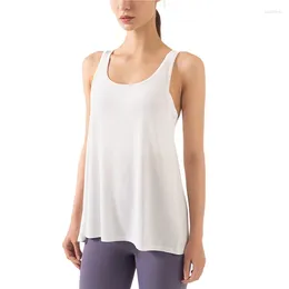 Women's Tanks Casual Sleeveless Yoga Running Vest Tank Tops Fitness Sports Solid Color Back Split Knotted Tees Loose Base Shirts