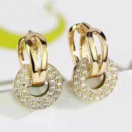 Hoop Earrings Luxury Full Zircon Circle Earring For Women Girls Party Wedding Korean Design Trendy Y2K Jewellery Gifts E467