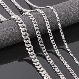 VRIUA Width 4 5 6 9MM 18-26 inch Customize Length Mens High Quality Stainls Steel Necklace Curb Cuban Link Chain Jewerly195n