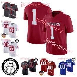 NEW NCAA Oklahoma Football Jersey Kyler Murray 7 Spencer Rattler Baker Mayfield Brian Bosworth Perine Red White Mens College Jerseys Stitche