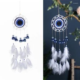 Decorative Figurines Blue Eye Feather Dreamcatchers Handwoven Wall Dream Catchers Car Pendant Decor Drop