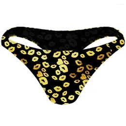 Underpants Mens Printed Bikini Briefs Low Rise Thong Bugle Pouch Hight Cut Mini Panties Breathable Beach Lingerie Male Underwear