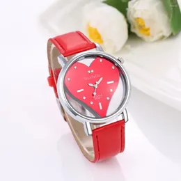 Wristwatches WoMaGe Fashion Crystal Wrist Watches Heart Shaped Watch Women Leather Women's Clock Bayan Kol Saati