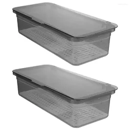 Kitchen Storage 2 Pcs Plastic Drawer Cutlery Box Flatware Tray Silverware Drying Holder