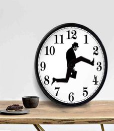 Wall Clocks British Comedy Inspired Ministry Of Silly Walk Clock Comedian Home Decor Novelty Watch Funny Mute3637115