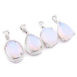 Luckyshine Fashion Exquisite Jewelry Teardrop Shaped White Moonstone Gems Silver Gorgeous Vintage Pendants Necklace Jewelry275R