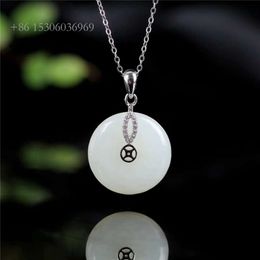 Tree Stone Necklace Sterling Sier Natural White Jade Round Shape Charm Pendant Jewellery