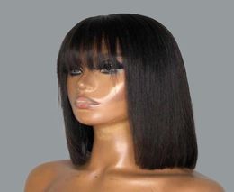 Straight Bob with Bangs Bone Straight Human Hair for Women Human Hair Full Machine Made Bob Fringe 816 Inches 06189127561