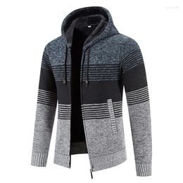 Men's Sweaters Autumn Winter Thick Fleece Male Knit Cardigan Man Zip-Up Jacket Warm Coat Hooded Sweatshirt Knitted Jumper Men Clothes