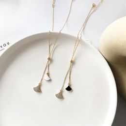 Fashion Necklace Thin Chain With Gingkgo Pendant Necklace Delicate Crystals Choker Necklace For Women Jewelry Party Wedding Gift Y2762