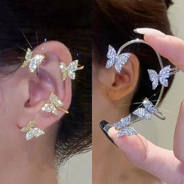 Backs Earrings 1pc Women Sparkling Zircon Ear Cuff Clip Silver Color Metal Butterfly Clips Without Piercing Wedding Trendy Jewelry