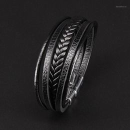 2020 Brand New Men Leather Bracelet Magnet Buckle Vintage Male Braid Jewelry For Women Handmade Multi layer Wrist Band Gifts11734