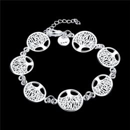 Women's Sterling Silver Plated tree of Life Charm Bracelet GSSB607 fashion 925 silver plate jewelry bracelets323g