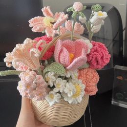 Wedding Flowers Peach Bubble Artificial Fabric Needlework Bridesmaid Bouquet Mariage Knitted Flower Hand Woven For Lovers