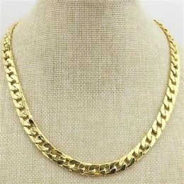 Solid Gold Filled Cuban Chain Necklace 24 10mm Thick Men's Jewellery Women188N