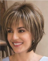 Synthetic Wigs WHIMSICAL W Women Mixed Blonde Brown Short Natural Hair Heat Resistant Wig For3683291