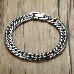 Link Chain Miami Cuban Link Mens Bracelet In Silver Tone Stainless Steel Heavy Armband Pulseira Bileklik Male Jewellery 8-14 Mm 21-218c