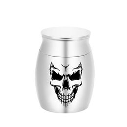 Skull Face Shaped Engraving Pendant Small Cremation Ashes Urns Aluminium Alloy Urn Funeral Casket Fashion Keepsake 30x40mm262T