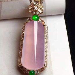 SGARIT Jewelry Purple Party Wedding Yellow Gold Natural Jade Diamond Pendant For Men And Women