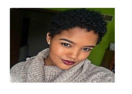 beautiful short Pixie Cut curl full wig brazilian African American hairstyle Simulation human hair kinky curly wigs1648057