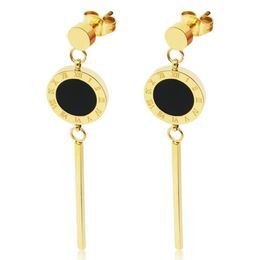 Stud 3 Colors Fashion Tassel Roman Numerals Long Section Shell Earrings Jewelry For Women The Gift K301-13096