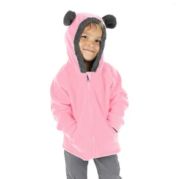 Jackets Toddler Kids Baby Boys Girls Fleece Sweatshirt Jacket Outerwear Coat Fall Winter Zip Up Cute Bear Ears Hooded Warm Outwear