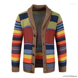 Men's Sweaters Men Winter Thicker Knitted Cardigan Sweater Mens Warm Jackets Clothing Vintage Patchwork Coats