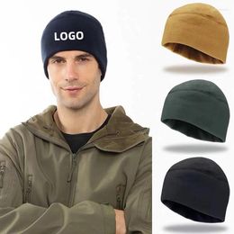 Berets Custom Winter Beanie For Men Fleece Caps With Printing Embroidery Logo Outdoor Thick Fashion Women's Warm Earflap Bonnet Hat