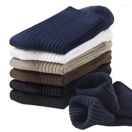 Men's Socks 3 Pairs/Lot Cotton Breathable All Season Solid Color Business Warm Striped Knit Middle Tube High Quality